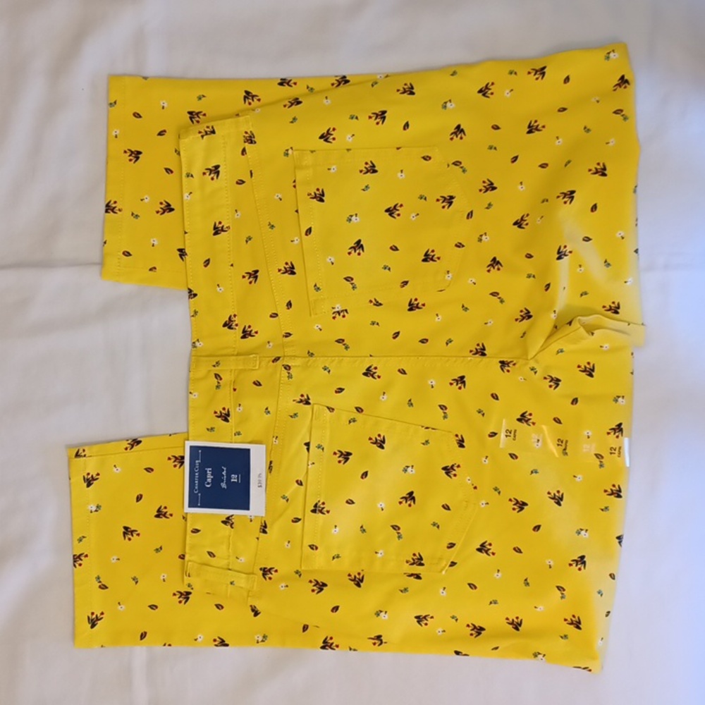 Charter Club Floret Denim Bristol Capri Pants, Primrose Yellow - Picture 5 of 11